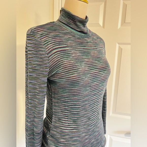 MISSONI Vintage 90s Striped Turtleneck Sweater Size Medium US 6 IT 42 - Picture 3 of 13